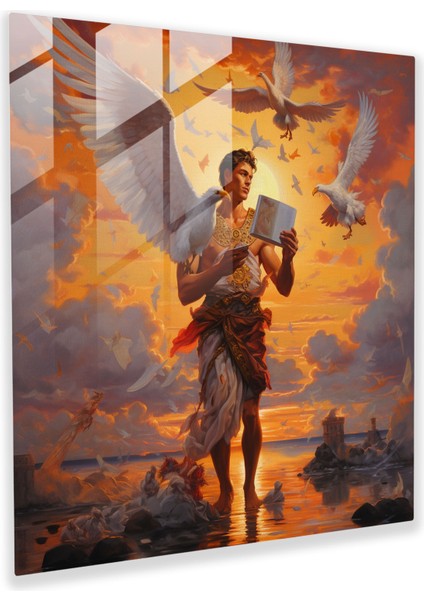 Gün Batımı Hermes Cam Tablo - Izlenimci Resim Duvar Dekorasyonu