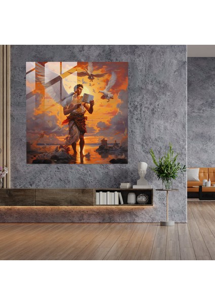 Gün Batımı Hermes Cam Tablo - Izlenimci Resim Duvar Dekorasyonu modelleri