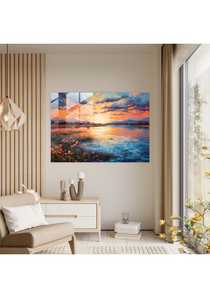 Sakinlik Hipnoz Cam Tablo - Hipnoz Dönen Gökyüzü Sakin Manzara Huzurlu Göl fiyatları