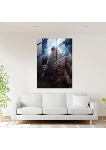 God Of War Duvar Dekorasyonu - Cam Tablo Savaş Baltası fiyatları