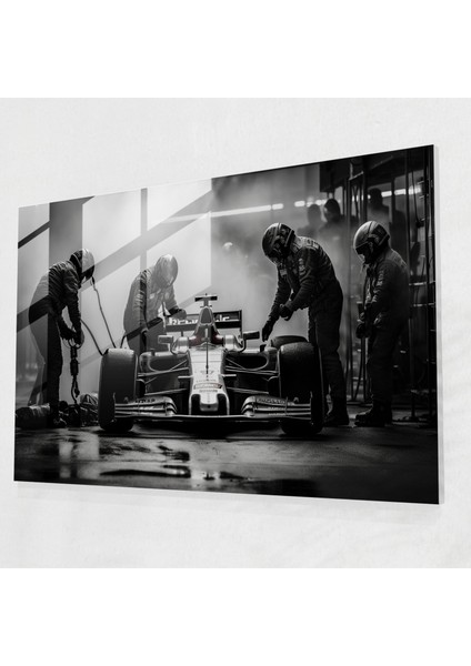 Formula 1 Pit Stop Cam Tablo - Siyah Beyaz Fotoğraf Formula 1 Duvar Sanatı
