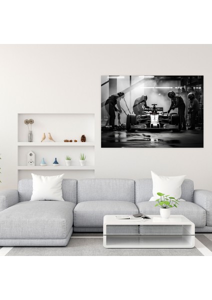 Formula 1 Pit Stop Cam Tablo - Siyah Beyaz Fotoğraf Formula 1 Duvar Sanatı modelleri
