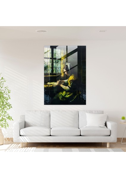 Johannes Vermeer Cam Tablo Sanatı - Mektup Yazan Kadın - Modern Sanat Cam Sanatı fiyatları