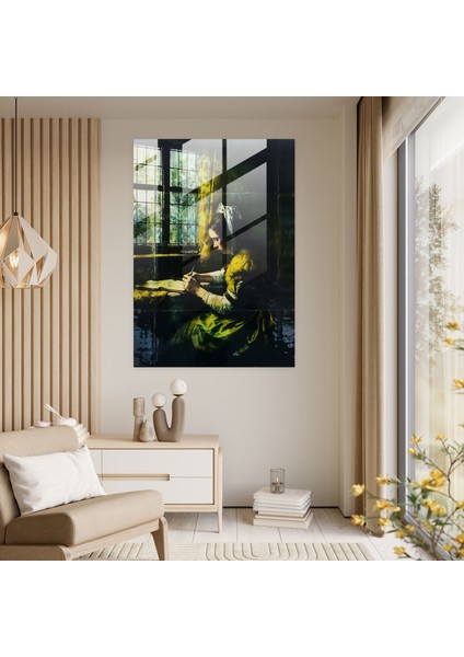Johannes Vermeer Cam Tablo Sanatı - Mektup Yazan Kadın - Modern Sanat Cam Sanatı modelleri