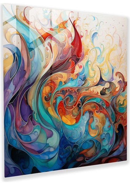 Kutsal Kur'an Cam Tablo - Soyut Suluboya - Kutsal Kur'an Cam Sanatı Modern Sanat Cam Duvar Sanatı