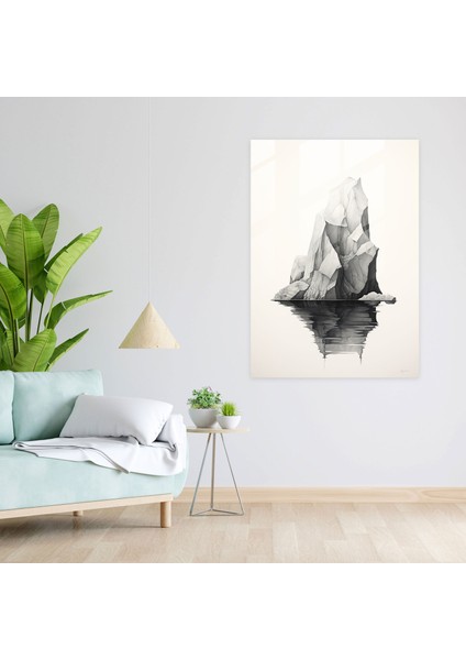 Minimalist Buzdağı Cam Tablo - Buzdağı Modern Sanat Huzur Cam Tablo modelleri