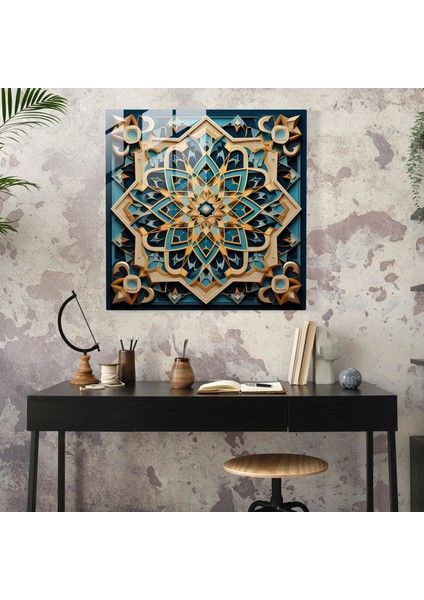 Kutsal Kuran Cam Tablo - Geometrik Islam Sanatı - Modern Sanat Ev Dekorasyonu fiyatları