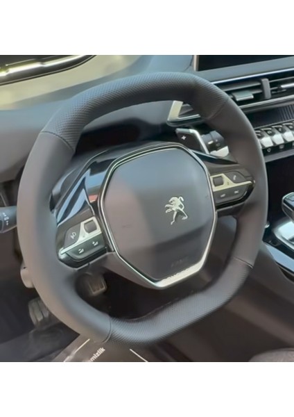 Dikişli Direksiyon Kılıfı Soft (Düz Yüzeyli) / Noktalı Deri Siyah Dikişli Peugeot 3008 2008 Için