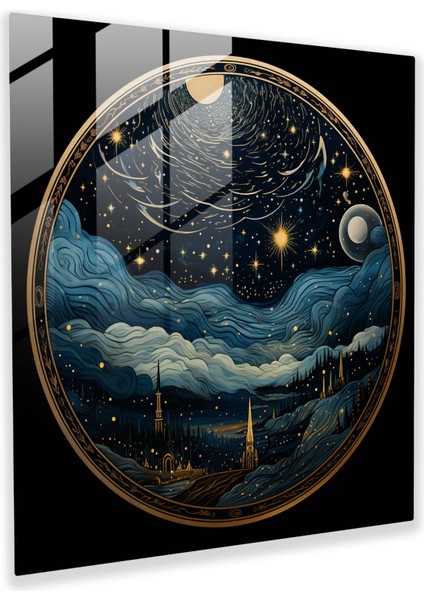 Kutsal Kur'an Cam Tablo - Muhteşem Gece Gökyüzü - Kutsal Kur'an Modern Sanat Cam Sanat Cam Duvar Sanatı