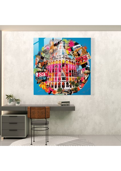 Dünya Çapında Oteller Cam Tablosu - Otel Cam Duvar Sanatı Konukseverlik Modern Sanat fiyatları