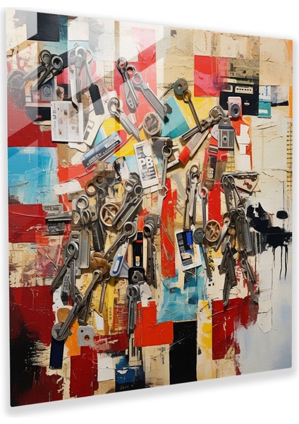 Gezgin Ruhu Füzyonu - Soyut Cam Tablo - Otel Duvar Dekorasyonu Gezgin Ruhu Otel Odası Anahtarları