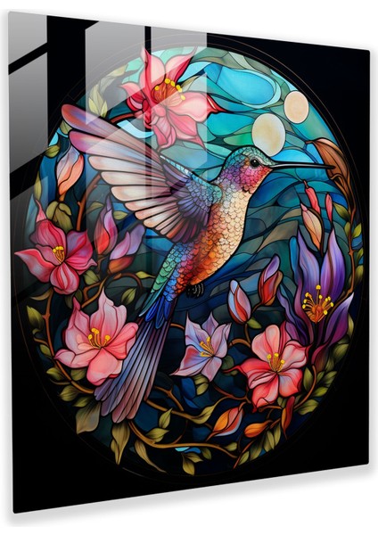 Masalsı Güvercin Cam Tablo - Güvercin Vitray Cam Duvar Sanatı Modern Sanat