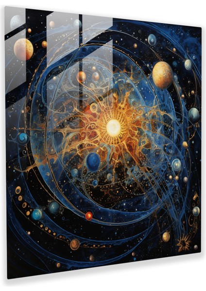 Kutsal Kur'an Evren Cam Tablo - Kutsal Kur'an Cam Sanatı Modern Sanat Harika