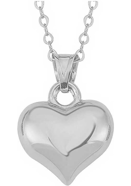 925 Ayar Gümüş 3 Boyutlu Kalp Kadın Kolye T7809 (601601)