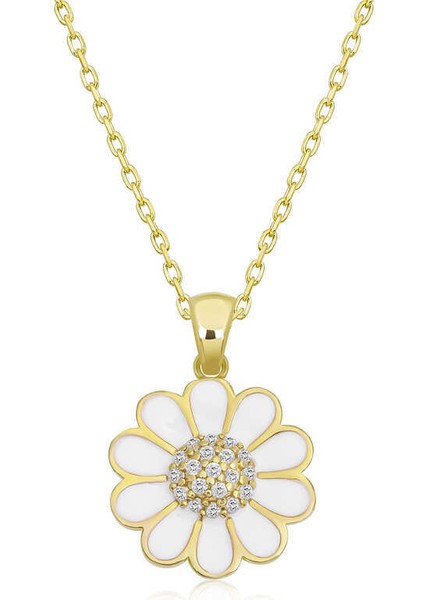 925 Ayar Gümüş Papatya Kadın Gümüş Kolye T6643 (601601)