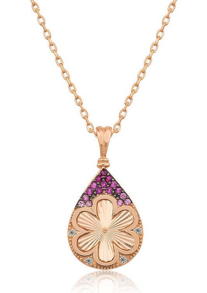 925 Ayar Gümüş Damla Çiçek Kadın Gümüş Kolye T4538 (601601)