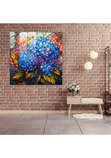 Hortensia Vitray Cam Tablo - Hortensia Vitray Temsili Cam Duvar Sanatı Modern Sanat fiyatları