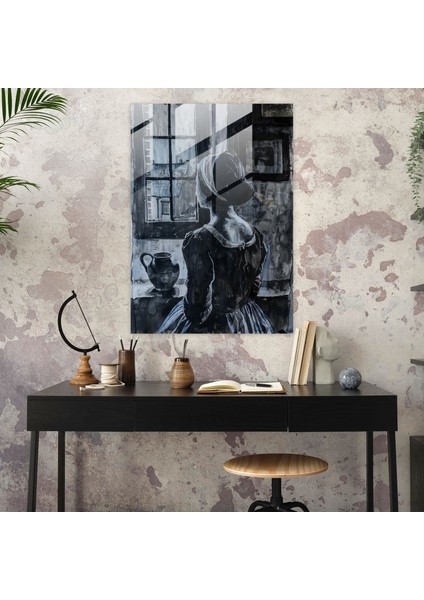 Johannes Vermeer Cam Tablo - Su Testisiyle Kadın - Johannes Vermeer Modern Sanat Iç Mekan Sahnesi Cam Sanatı modelleri