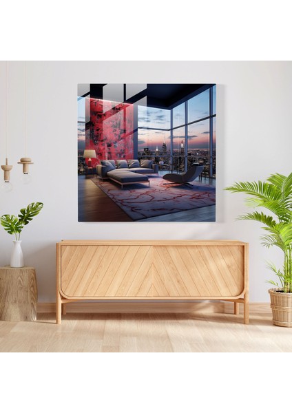 Modern Şehir Manzaralı Cam Tablo - Otel Cam Sanatı Panoramik Şehir Manzarası Ev Dekorasyonu fiyatları