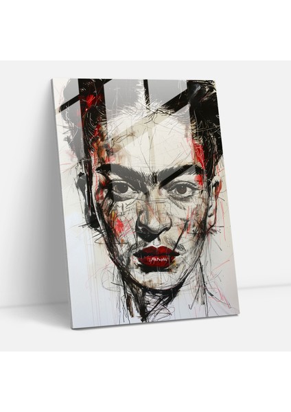 Frida Kahlo Tarzı Modern Sanat - Frida Kahlo Eserleri Cam Tablo Sanatı Cesur Özçekim Modern Sanat