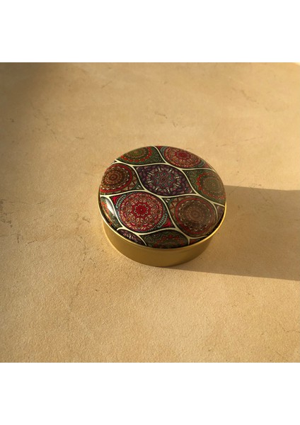 Çok Renkli Gold Teneke Kutu 7X3CM