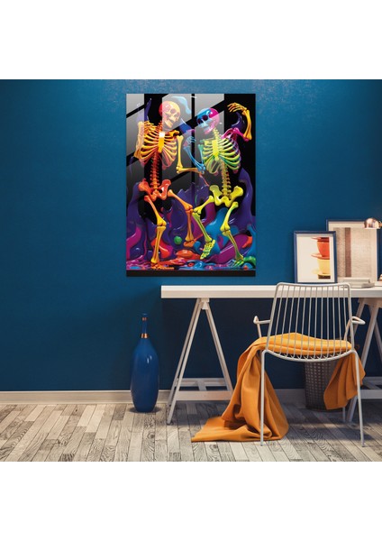 Los Muertos Pop Art Cam Tablo - Modern Sanat Los Muertos Temalı Cam Tablo fiyatları