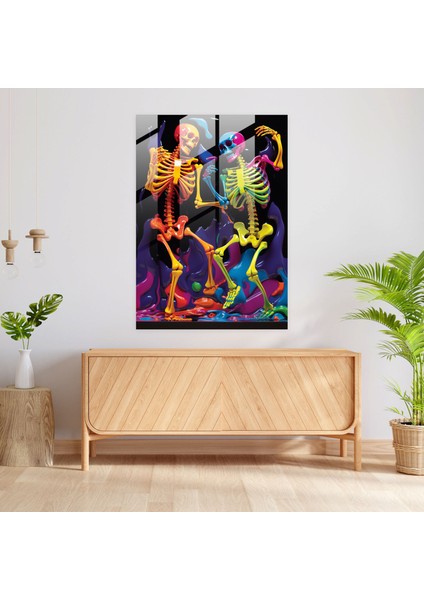 Los Muertos Pop Art Cam Tablo - Modern Sanat Los Muertos Temalı Cam Tablo modelleri
