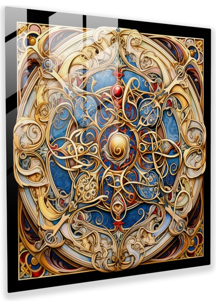 Detaylı El Yazması: Ortaçağ Hat Sanatı Cam Tablosu - Aydınlatmalı Duvar Sanatı