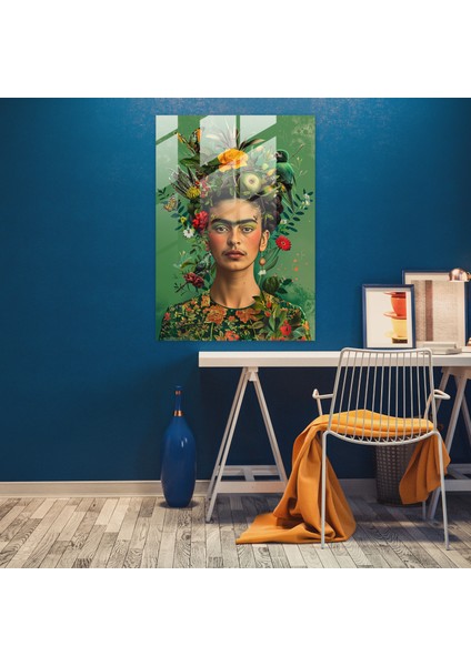 Frida Kahlo Tarzı Modern Sanat - Portre Bir Kadının Cam Tablo Modern Sanat fiyatları