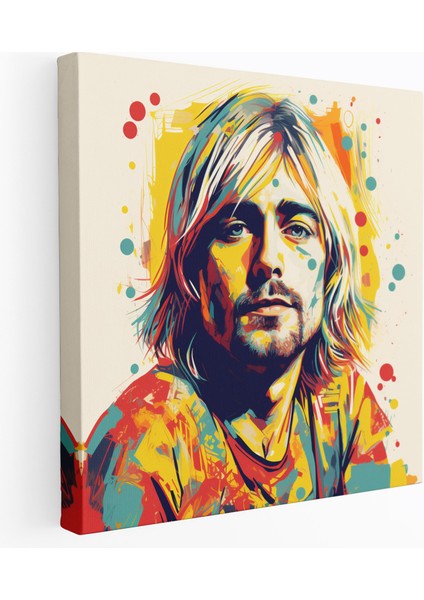 Kurt Cobain Cam Tablo - Pop Art Esintili Illüstrasyon Modern Sanat