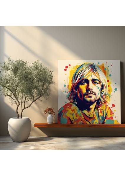 Kurt Cobain Cam Tablo - Pop Art Esintili Illüstrasyon Modern Sanat fiyatları