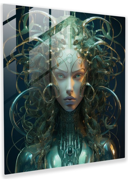 Medusa'nın Siber Yükseliş Cam Tablosu - Medusa Siber Ev Dekorasyonu
