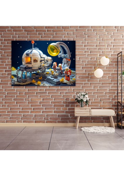 LEGO Uzay Keşfi Cam Tablo Sanatı - LEGO Gelecekten Gelen Uzay Gemileri Uzak Galaksiler Astronotlar modelleri
