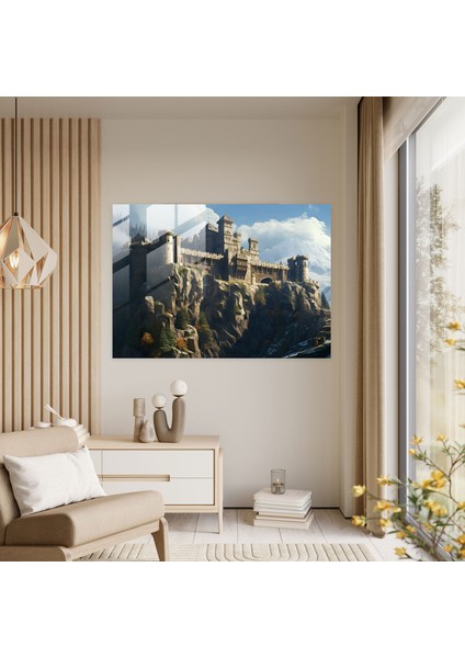 Ortaçağ Cam Duvar Sanatı: Kayalık Uçurum Üzerindeki Kale - Ortaçağ Cam Duvar Sanatı Kayalık Uçurum Ev Dekorasyonu fiyatları