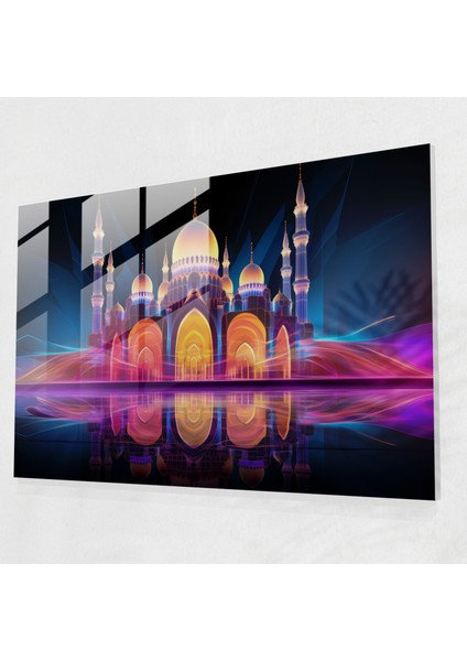 Neon Cami Cam Tablosu - Ev Dekorasyonu Modern Dijital Sanat Cam Duvar Sanatı