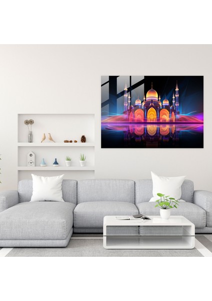 Neon Cami Cam Tablosu - Ev Dekorasyonu Modern Dijital Sanat Cam Duvar Sanatı fiyatları