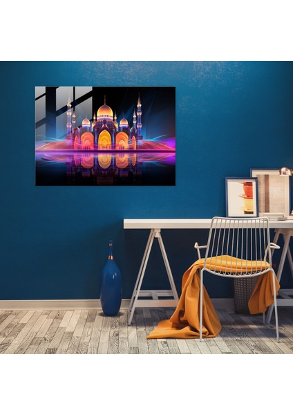 Neon Cami Cam Tablosu - Ev Dekorasyonu Modern Dijital Sanat Cam Duvar Sanatı modelleri