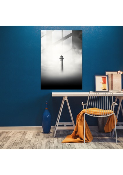 Minimalist Deniz Feneri Cam Tablo Sanatı - Deniz Feneri Minimalist Fotoğrafçılık Ev Dekorasyonu Duvar Dekorasyonu fiyatları