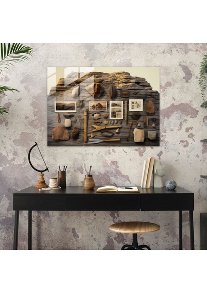 Taş Devri Araçları Koleksiyonu Cam Tablo Sanatı - Orta Taş Çağı Eserler Tarih Zenginliği Kusursuz Detaylar modelleri