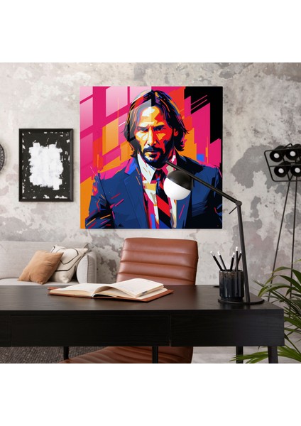 John Wick Pop Art Cam Tablo - Modern Sanat Ev Dekorasyonu fiyatları