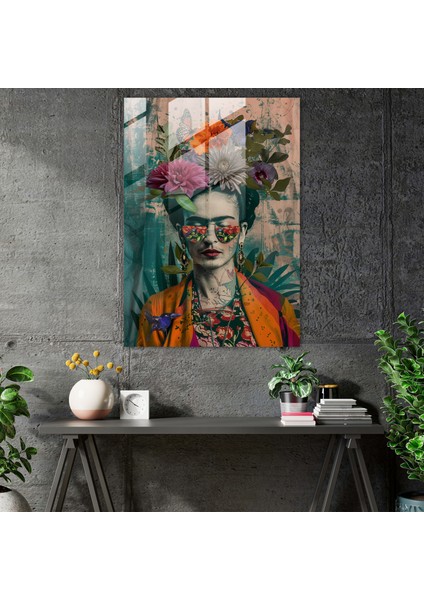 Frida Kahlo Tarzı Ev Dekorasyonu - Frida Kahlo Eserleri Cam Tablo Ev Dekorasyonu Modern Sanat modelleri