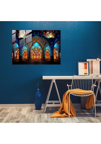 Mozaik Cam Tablo - Canlı Kaleydoskop - Cami Mozaik Desen Modern Sanat Canlı Renkler modelleri