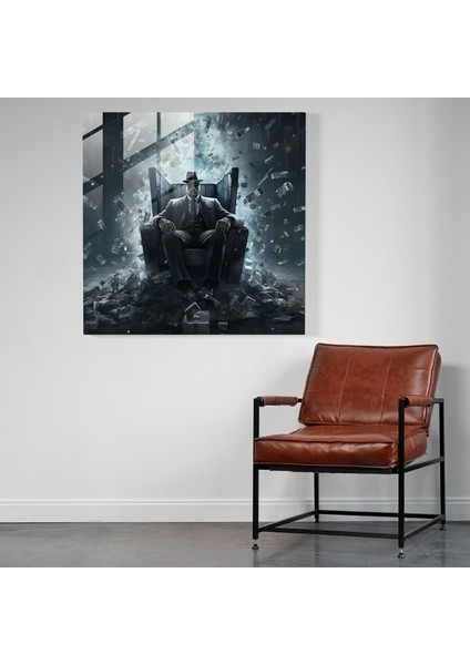 Özgürleştirici Yansımalar - Cam Tablo Paramparça Taht Üzerindeki Mafya Patronu - Sürreal Duvar Dekorasyonu - Ev Dekorasyonu Cam Sanat Duvar Dekoru Cam Tablolar fiyatları