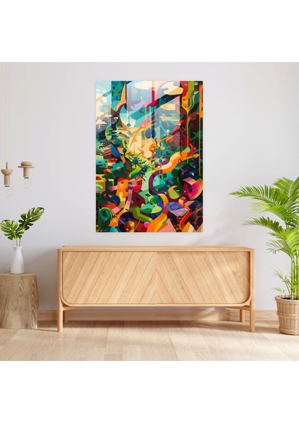 Mannerizm Cam Duvar Sanatı: Masalsı Güzellik - Canlı Renkler Cam Tablo modelleri