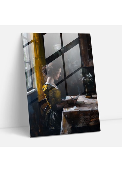Johannes Vermeer Ev Dekorasyonu - Masa Başında Kadın - Modern Sanat