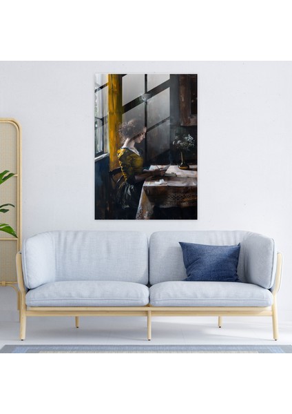 Johannes Vermeer Ev Dekorasyonu - Masa Başında Kadın - Modern Sanat modelleri