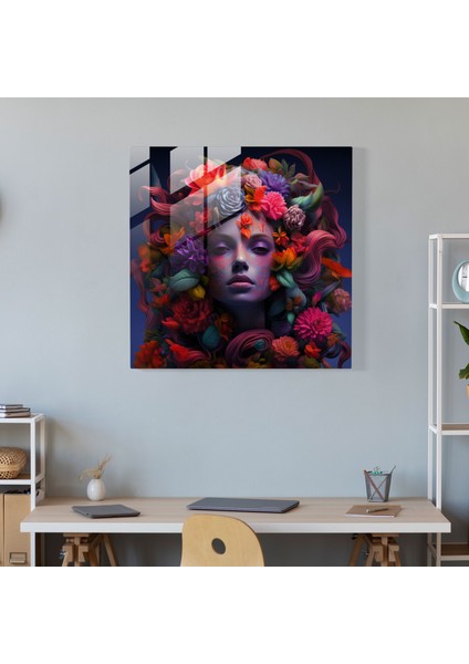 Medusa Çiçekli Cam Tablo Baskısı - Medusa Cam Sanatı Canlı Çiçekler Modern Sanat modelleri