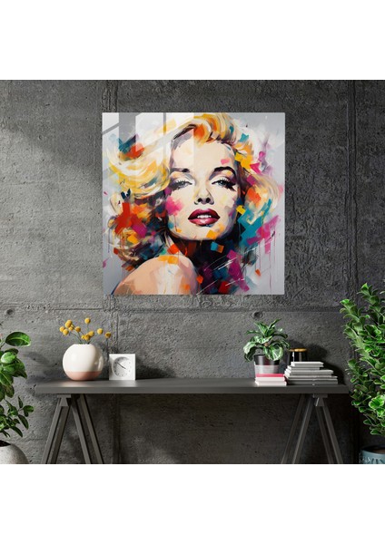 Soyut Dışavurumcu Marilyn Monroe Cam Tablosu - Marilyn Monroe Cam Sanat Cam Duvar Sanatı Ev Dekorasyonu modelleri