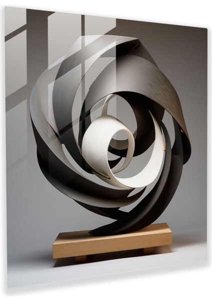 Soyut Cam Heykel - Lentiküler Geometrik Sanat - Döner Kayan Modern Sanat