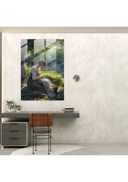 Johannes Vermeer Cam Tablo - Huzurlu Açık Hava Cam Duvar Sanatı - Johannes Vermeer Modern Sanat Duvar Süsleme fiyatları